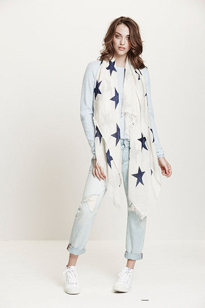 Star Scarf | Ivory + Navy